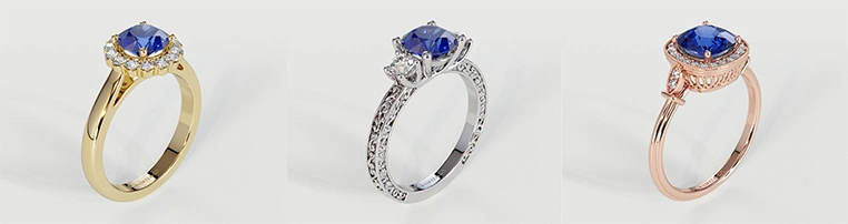 Blue Sapphire Engagement Rings-yellow-white-rose
