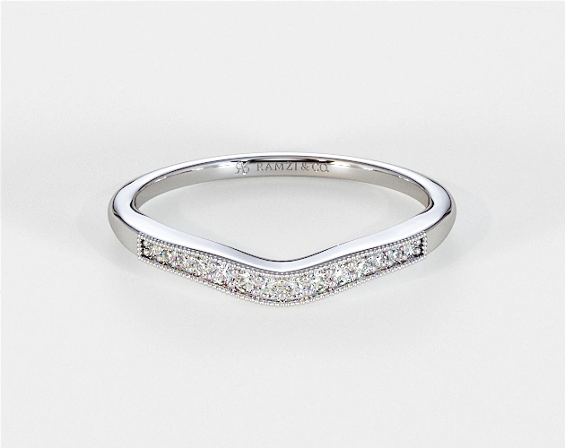 Curved Vintage Diamond Wedding Ring