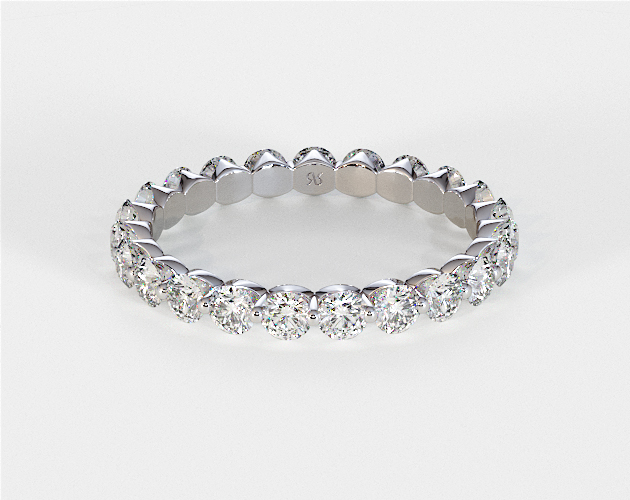 Floating Round Diamond Eternity Ring in White Gold