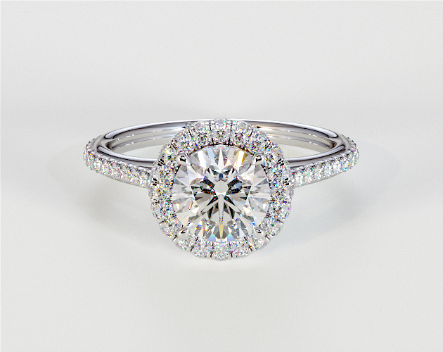 Unique Bridge Halo Diamond Engagement Ring